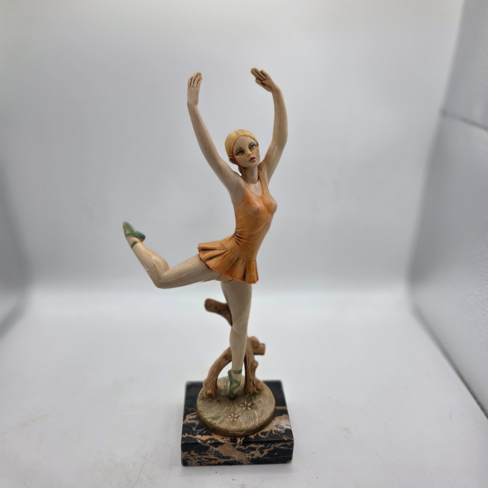 Simonetti Depose Italy Ballerina Figurine Genuine Carrara Marble Base Italian